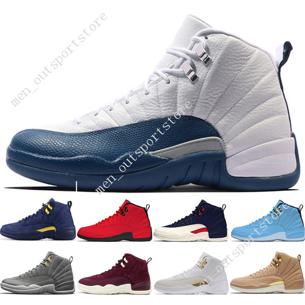 Cheap 12 12s mens basketball shoes Michigan Bulls College Navy Vachetta Tan Dark Grey Bordeaux Chinese New Year men Sports sneakers designer