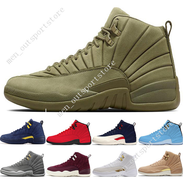 12 12s mens basketball shoes Michigan Bulls College Navy Vachetta Tan Dark Grey Bordeaux The Master men Sports sneakers trainers designer