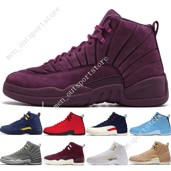 Cheap 12 12s mens basketball shoes Michigan Bulls College Navy Vachetta Tan Dark Grey Bordeaux Flu Game men Sport sneakers trainers designer