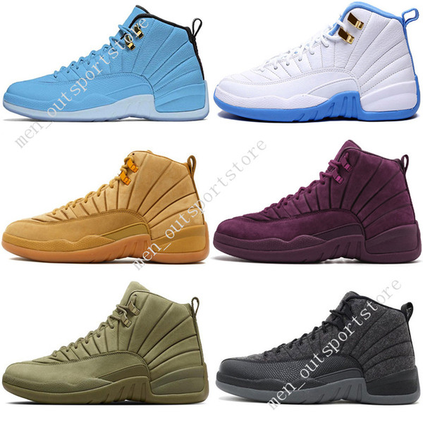 12 12s mens basketball shoes Michigan Bulls College Navy Vachetta Tan Wheat Dark Grey Bordeaux NYC UNC men Sports sneakers trainers designer