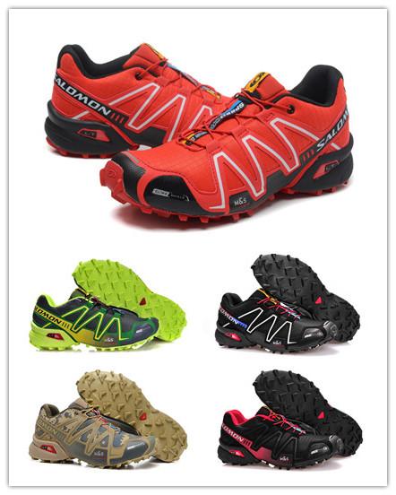 with box Solomon Speed Cross 3 CS III Outdoor Male Camo Red Black Sports Shoes mens Speed Cross speed 3 running Climbing shoes zestore