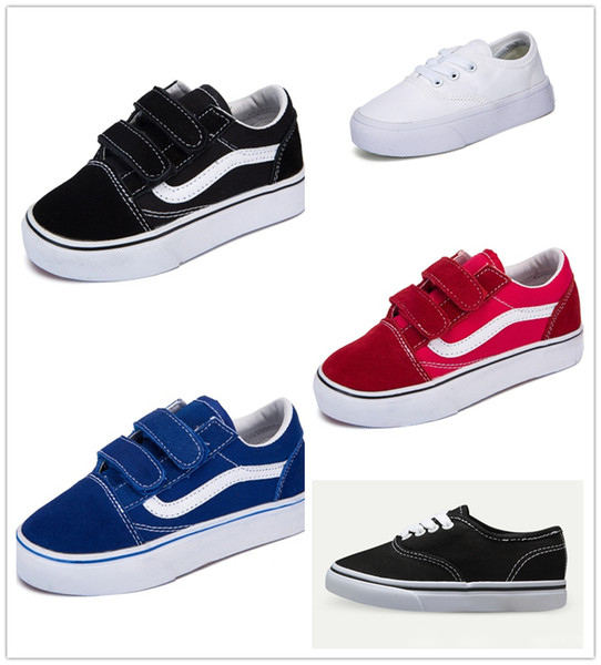 classic children's shoes infant 2018 old skool casual boys girls black white red baby kids canvas skateboard sport sneakers 22-35