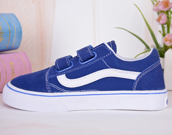 High Quality children shoes infant classic old skool boys girls black white red baby kids canvas skateboard sport sneakers 22-35