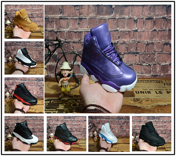 Wheat 13 kids basketball shoes 13s black cat bordeaux love respect black white XIII sneakers boy girl children eur28-35