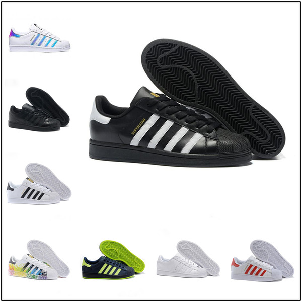 2018 Originals Superstar White Hologram Iridescent Junior Superstars 80s Pride Sneakers Super Star Women Men Sport Running Shoes 36-45