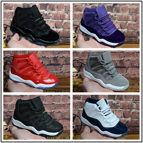 New Best Baby Kids 11 Shoes Space Jam Bred Concord Legend Blue Gym Red Pink 11s Athletic Shoes Sneakers Gift For Boys Girls