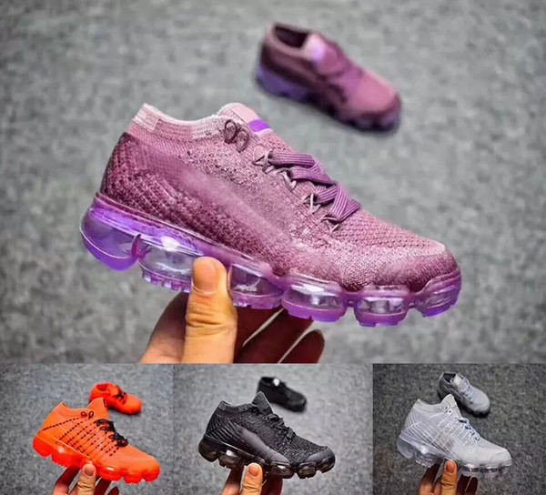 High quality 2018 Running shoes Kids Triple black Infant Sneakers Rainbow Children sports shoes girls and boys Tennis trainers US 11C-3Y