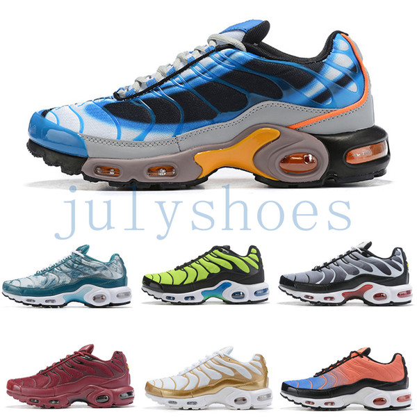 New Designer Mens Wmns Plus TN SE Champagnepapi Yellow Red White Tns Running Shoes 2019 Men Sport Sneakers Zapatillas Chaussures