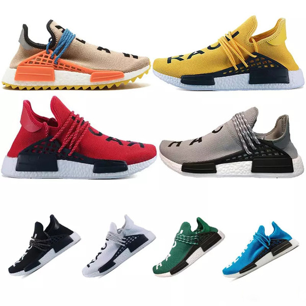 Human race Hu trail x pharrell williams Nerd men running shoes black white cream SOLAR PACK mens trainers for women sports sneake