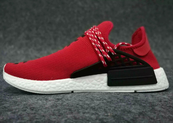 2018 Wholesale Human Race trail Shoes Men Women Pharrell Williams Yellow noble ink core Black Red white casual Shoes sneakers big size 5-132