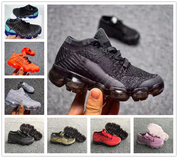 High quality 2019 Running shoes Kids Triple black Infant Sneakers Rainbow Children sports shoes girls and boys Tennis trainers size 28-35