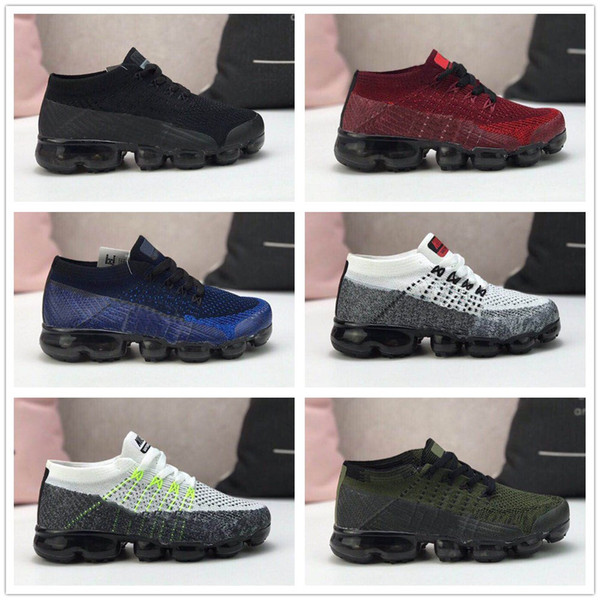 2018 Kids Running shoes Triple black Infant Sneakers Rainbow Children sports shoes girls and boys High quality Tennis trainers Size 28-35