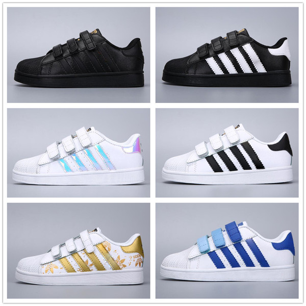 2018 Brand Children Superstar shoes Original White Gold baby kids Superstars Sneakers Super Star girls boys Sports kids shoes 24-35