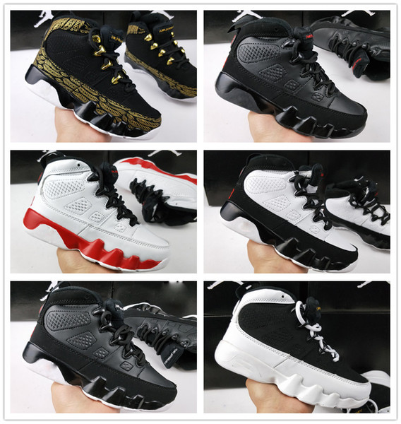 2018 new Kids 9LA Oreo 9 Basketball Shoes Black White Shoes Space Jam Tour Yellow PE 9s sport trainer Children Sneakers