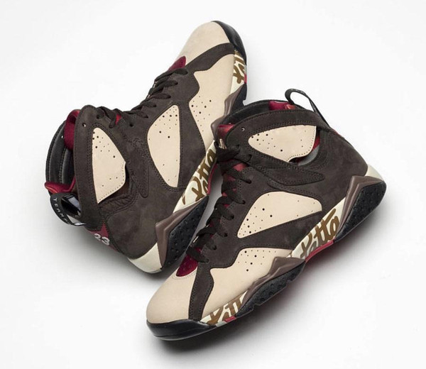 2019 Patta x 7 OG SP Men Basketball Shoes Authentic 7S Icicle Sequoia-River Rock-Light Crimson For Mans Sports Sneakers AT3375-200