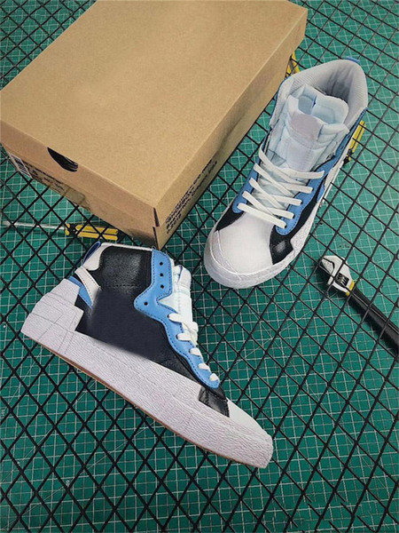 2019 Top Authentic Blazer Mid High Sacai White Black Legend Blue With The Dunk Snow Beach LD Waffle Multi BV0072-001 Sports Outdoor Shoes