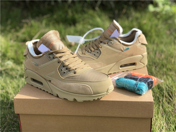 2019 Authentic Air Off 90Max 90 Desert Ore Hyper Jade Bright Mango White Running Shoes Man Woman AA7293-200 With Original Box Size 36-45