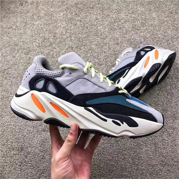 Newest Release 700 Kanye West Wave Runner Men Women Outdoor Shoes 700 V2 Static Mauve Triple White EF2829 Sneakers With Box Size 5-13