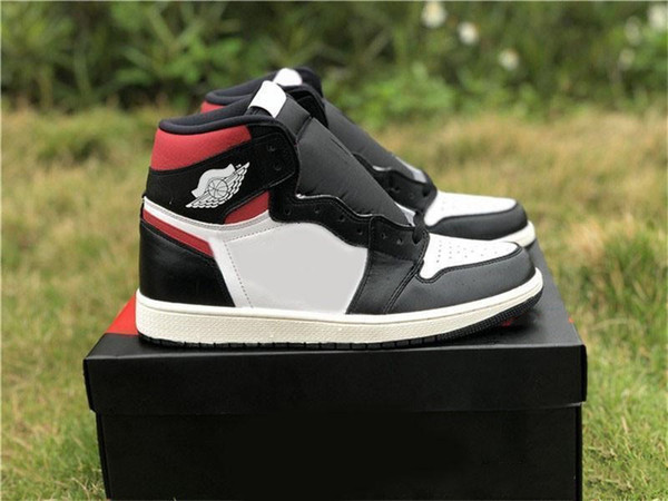 2019 Best Quality 1 OG High Black Gym Red Basketball Shoes Black Gym Red White Sail 555088-061 Men Sports Sneakers With Box