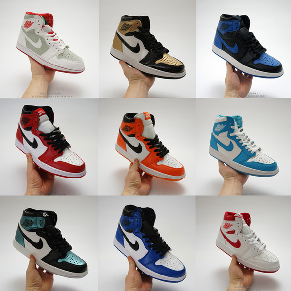 Original brand mens womens fashion designer shoes sneakers j1 1s jd 1 high basketball shoes white black red blue grey high quality