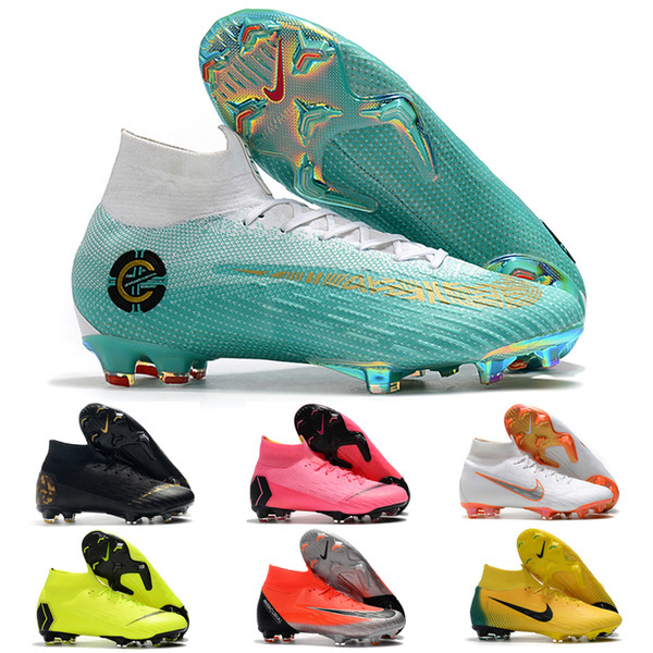 Original brand Mercurials Superflys VI 360 Elite FG CR7 soccer shoes fashion football boots sneakers for men black red green blue