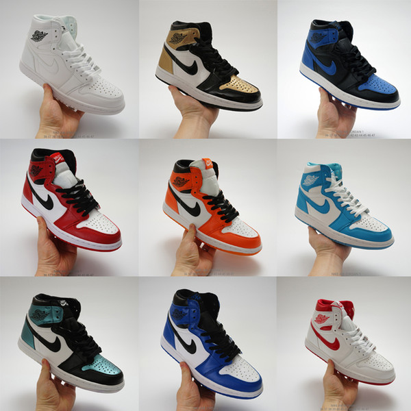 Original brand mens womens fashion designer shoes sneakers j1 1s jd 1 high basketball shoes white black red blue grey cheap sale