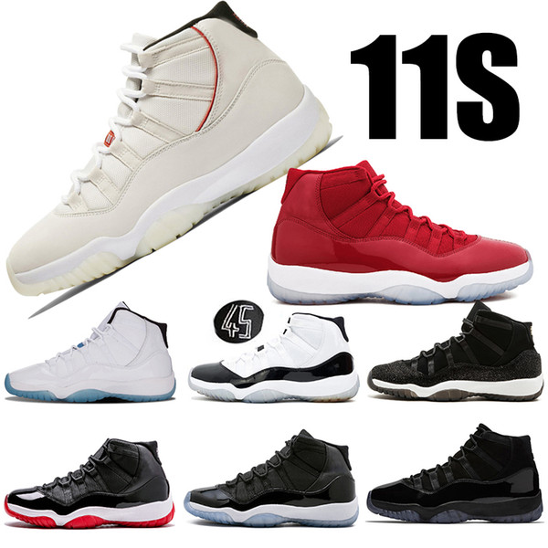 Jumpman 11s Mens Basketball Shoes XI Platinum Tint Concord 45 86 women Prom Night Legend Blue Bred Cap and Gown Sport Sneakers