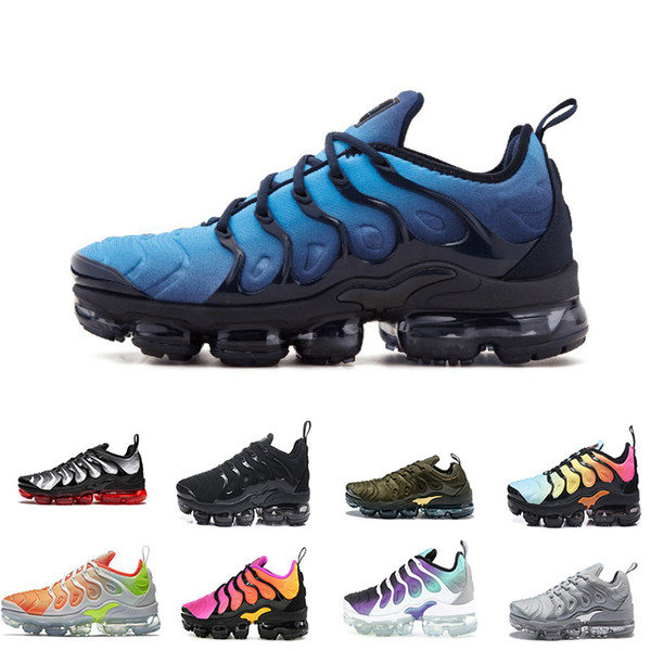 Men Running Shoes TN Plus Olive In Metallic White Silver Colorways Pack Triple Black Mens Shoes wholesale