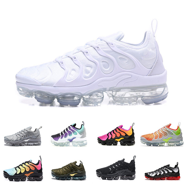 2018 TN Men Running Shoes Photo Blue Cargo Khaki Triple White Men's Sports Trainers Silver Gradient Sherbet Athletic Sneakers