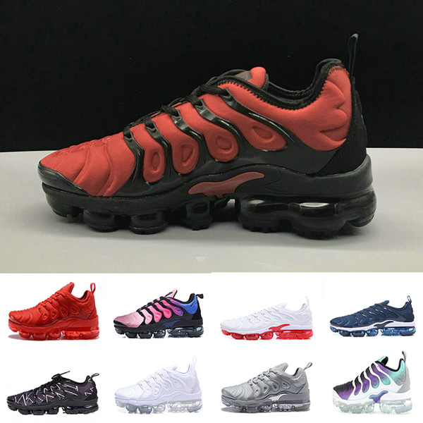 2018 Men Running Shoes TN Plus Olive In Metallic White Silver Colorways Pack Triple Black Mens Shoes