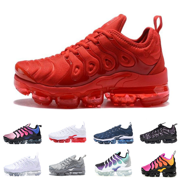 2018 Men Running Shoes TN Plus Olive In Metallic White Silver Colorways Pack Triple Black Mens Shoes drop shipping