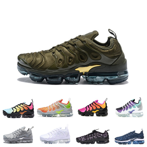 2018 TN Men Running Shoes Photo Blue Cargo Khaki Triple White Men's Sports Trainers Silver Gradient Sherbet Athletic Sneakers wholesale