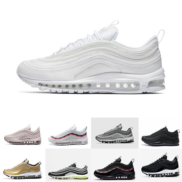 97 OG Running Shoes Tripel White Metallic Gold Silver Bullet 97 Best quality WHITE 3M Premium Men Women Sport Shoes wholesale