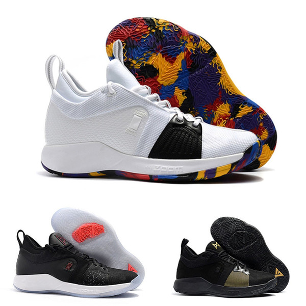 2018 Male Basketball Shoes New High Quality Paul George PG 2 NCAA PlayStation Taurus Black Black Red Sneakers drop shipping