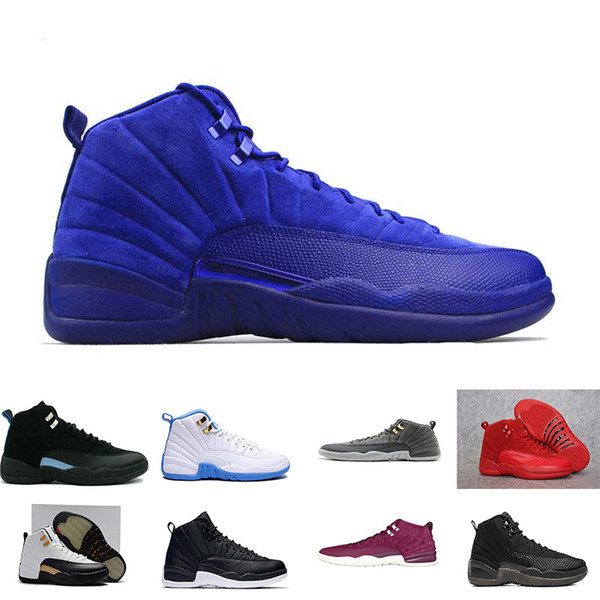 2018 12s Basketball shoes 12 Bordeaux Dark Grey wool white Flu Game UNC Gym red taxi gamma sneaker Sports size 7-13 wholesale free shipping