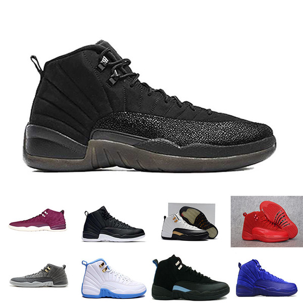 2018 12s Basketball shoes 12 Bordeaux Dark Grey wool white Flu Game UNC Gym Red taxi gamma sneaker Sports