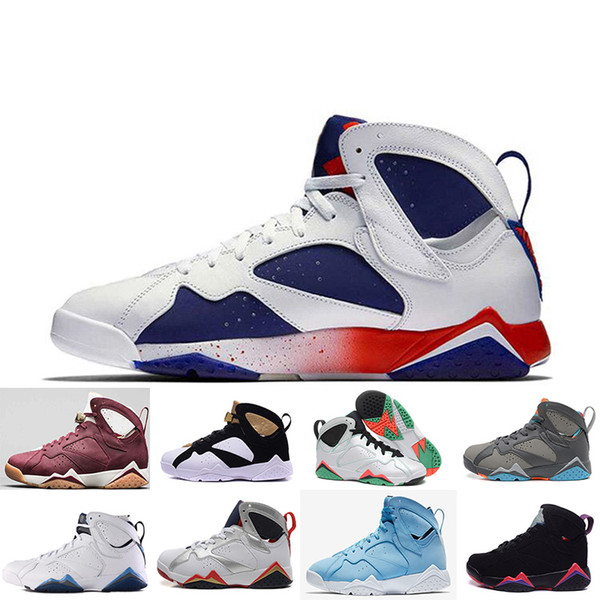 2018 7 men basketball shoes UNC Pantone Tinker Alternate Olympic Hares Bordeaux Cigar Cardinal French GMP Sneakers free shipping