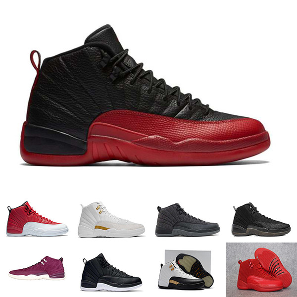12s Basketball shoes 12 Bordeaux Dark Grey wool white Flu Game UNC Gym red taxi gamma sneaker Sports size 7-13 wholesale drop shipping