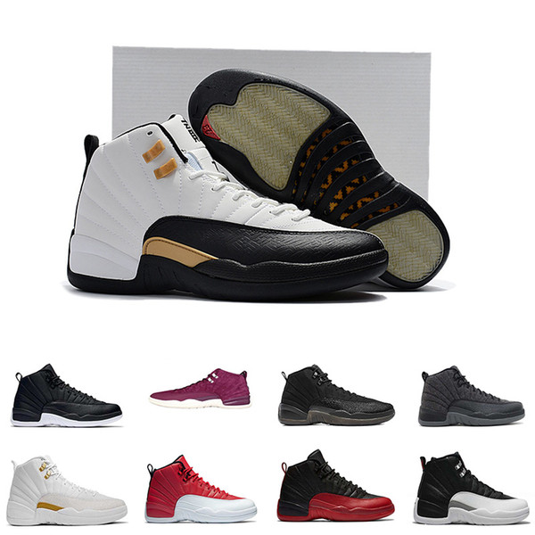 2018 12s Basketball shoes 12 Bordeaux Dark Grey wool white Flu Game UNC Gym Red taxi gamma sneaker free shipping drop shipping