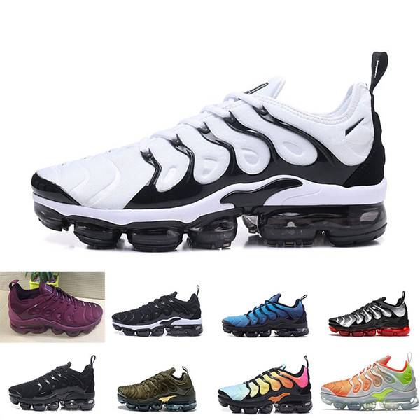 2018 Men Running Shoes TN Plus Olive In Metallic White Silver Colorways Pack Triple Black Mens Shoes wholesale