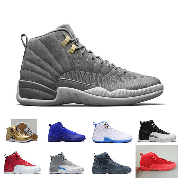 2018 12 basketball shoes Bordeaux Dark Grey wool white Flu Game UNC Gym red taxi gamma french blue Suede sneaker US5.5-13 wholesale