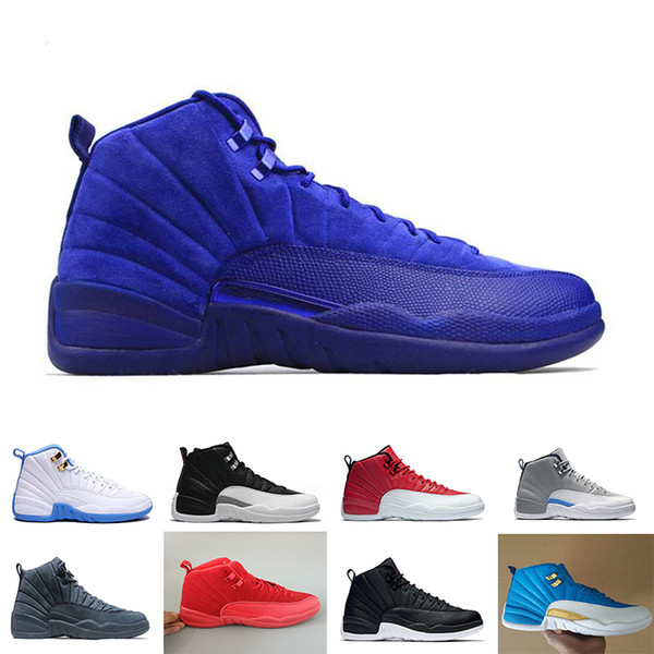 2018 12 basketball shoes wool white Flu Game UNC Gym red taxi gamma french blue Suede sneaker US5.5-13 wholesale free shipping