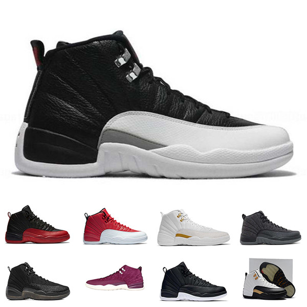 12s Basketball shoes 12 Bordeaux Dark Grey wool white Flu Game UNC Gym red taxi gamma sneaker Sports size 7-13 drop shipping