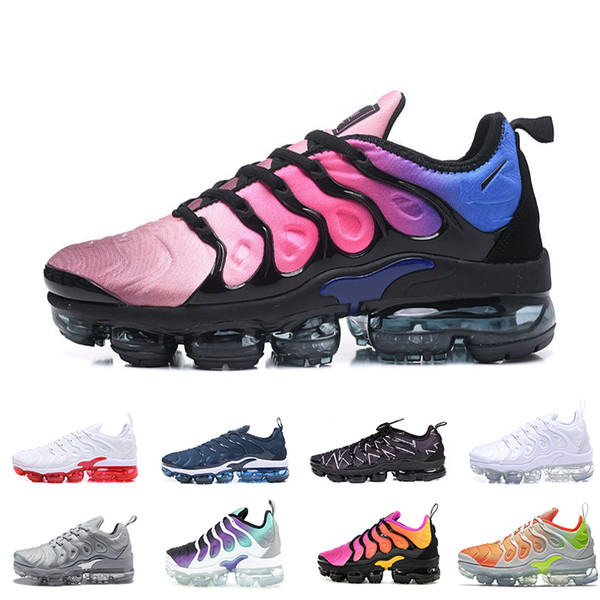 2018 Men Running Shoes TN Plus Olive In Metallic White Silver Colorways Pack Triple Black Mens Shoes wholesale free shipping
