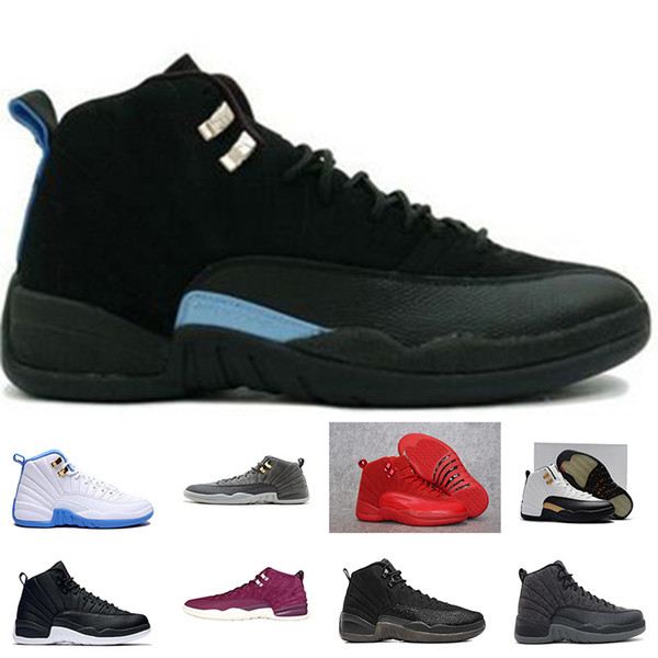 2018 12s Basketball shoes 12 Bordeaux Dark Grey wool white Flu Game UNC Gym taxi gamma sneaker Sports size 7-13 free shipping drop shipping