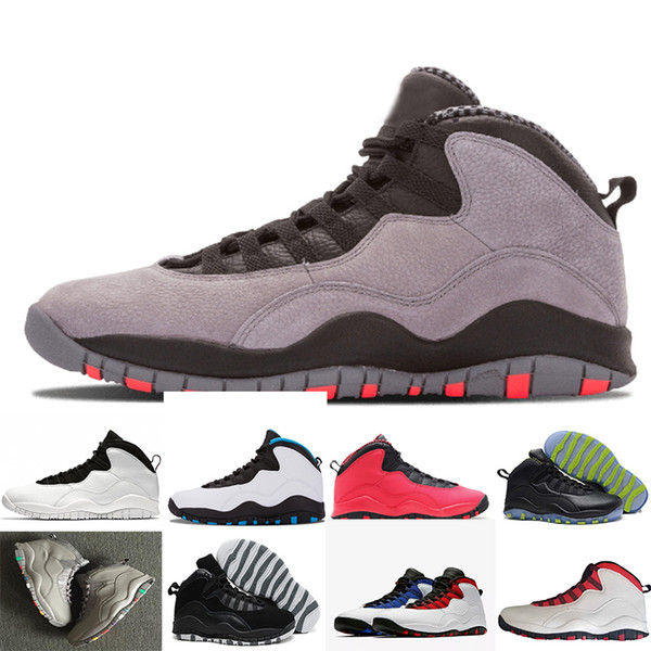 2018 10s Men Athletic Shoes 10 I'm back White Black Cool Grey Bobcats Chicago Steel Grey Men Basketball Shoes