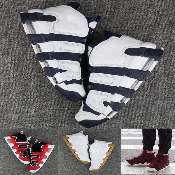 Air 3M Basketball Shoes Uptempo QS Olympic Varsity Maroon Scottie Mens Casual Sneakers Shoes 41-46 wholesale free shipping