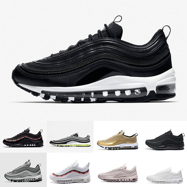 97 OG Running Shoes Tripel White Metallic Gold Silver Bullet 97 Best quality WHITE 3M Premium Men Women Sport Shoes drop shipping