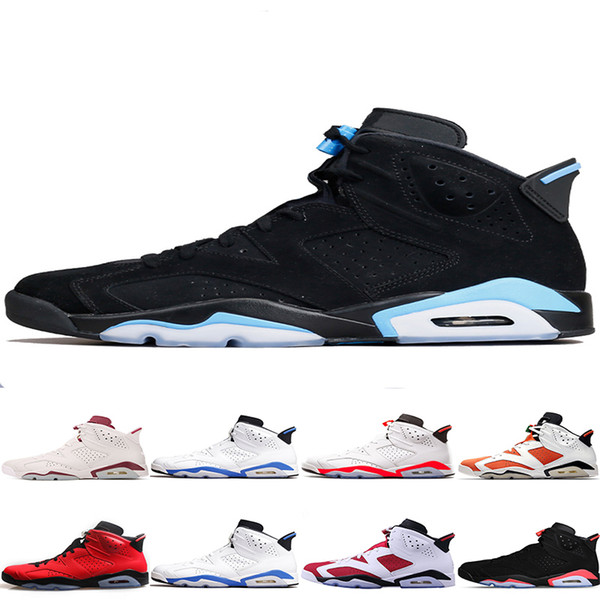 2018 6 Mens Basketball Shoes UNC Blue Black Cat White Infrared Red 23 Carmine Maroon Women Sports Sneakers Size 36-47 free shipping