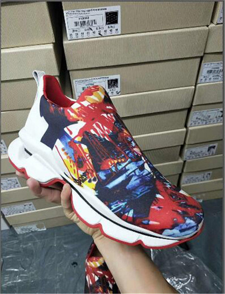19S Vrs Orlato Flat Donna Runner Rivet Spike Socks Crystal Studded Neoprene Trainers Red Bottom Shoes Glitter Sunset Outdoor Shoes D7